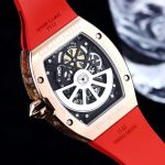 Luxury Super Clone Richard Mille RM 67-01 Colored Diamond Bezel Red Strap Watch – Skeleton Dial Men’s Timepiece image 8
