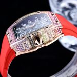 Luxury Super Clone Richard Mille RM 67-01 Colored Diamond Bezel Red Strap Watch – Skeleton Dial Men’s Timepiece image 7