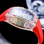 Luxury Super Clone Richard Mille RM 67-01 Colored Diamond Bezel Red Strap Watch – Skeleton Dial Men’s Timepiece image 6