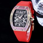 Luxury Super Clone Richard Mille RM 67-01 Colored Diamond Bezel Red Strap Watch – Skeleton Dial Men’s Timepiece image 4