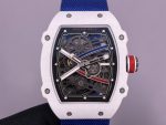 Ultra-Thin Swiss Richard Mille RM 67-02 Super Clone Alexis Pinturault – White Carbon TPT Case, Skeleton Dial, Blue Strap image 2