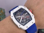 Ultra-Thin Swiss Richard Mille RM 67-02 Super Clone Alexis Pinturault – White Carbon TPT Case, Skeleton Dial, Blue Strap image 4