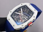 Ultra-Thin Swiss Richard Mille RM 67-02 Super Clone Alexis Pinturault – White Carbon TPT Case, Skeleton Dial, Blue Strap image 6