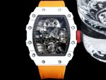Luxury Swiss Richard Mille RM 27-02 Super Clone Rafael Nadal Floating Tourbillon Watch – Carbon TPT Case, Orange Nylon Strap image 2