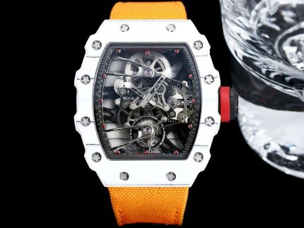 Luxury Swiss Richard Mille RM 27-02 Super Clone Rafael Nadal Floating Tourbillon Watch – Carbon TPT Case, Orange Nylon Strap image 2