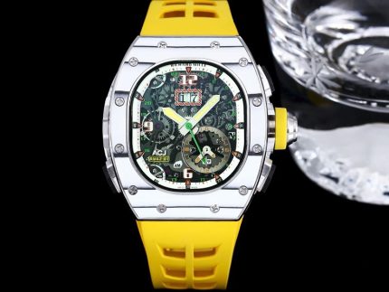 Super Clone Richard Mille 62-01 Tourbillon ACJ Watch with Yellow Rubber Strap – High-Precision Skeleton Dial & Titanium Case image 2