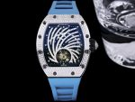Luxury Swiss Richard Mille RM 51-02 Super Clone – Diamond-Paved Skeleton Dial, Blue Rubber Strap, High-End Tourbillon Watch image 2