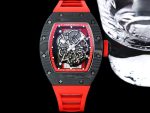 Swiss Super Clone Richard Mille RM 055 NTPT Carbon Watch With Red Strap – Sporty, Luxurious, and Precision Engineered image 2