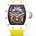 Best Super Clone Richard Mille RM 047 Tourbillon Watch For Men – Samurai Design, Ceramic Case, Skeleton Dial, Yellow Strap image 1