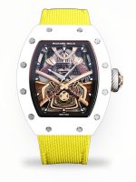 Best Super Clone Richard Mille RM 047 Tourbillon Watch For Men – Samurai Design, Ceramic Case, Skeleton Dial, Yellow Strap image 1