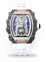 High-End Super Clone Richard Mille 21-01 Tourbillon Aerodyne Watch For Men – Carbon Fiber Skeleton Dial, White Rubber Strap image 1