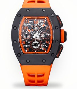 Best Richard Mille RM 011-FM Super Clone Felipe Massa Orange Storm Ceramic Men’s Watch – Orange Rubber Strap image 1