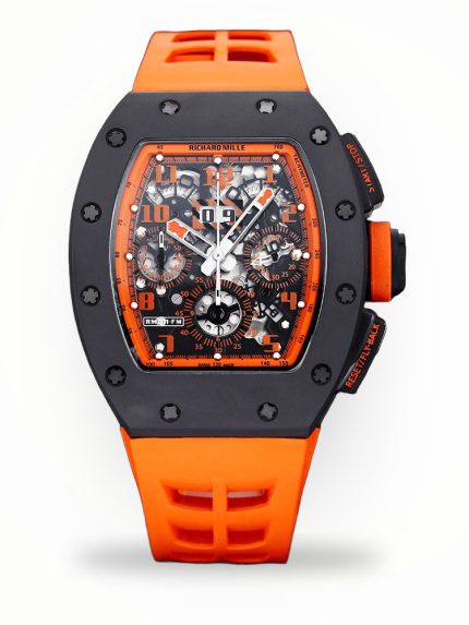 Best Richard Mille RM 011-FM Super Clone Felipe Massa Orange Storm Ceramic Men’s Watch – Orange Rubber Strap image 1