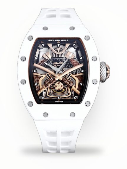Swiss Super Clone Richard Mille RM 047 Samurai Skeleton Tourbillon Watch With White Rubber Strap – Exquisite Design image 1