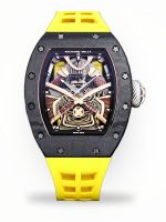 Swiss Samurai Skeleton Super Clone Richard Mille RM 047 Tourbillon Watch With Carbon Case And Yellow Rubber Strap image 1