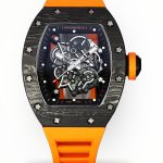 Super Clone Richard Mille RM 055 – Bold Carbon Case & Skeleton Dial With Vibrant Orange Rubber Strap image 1