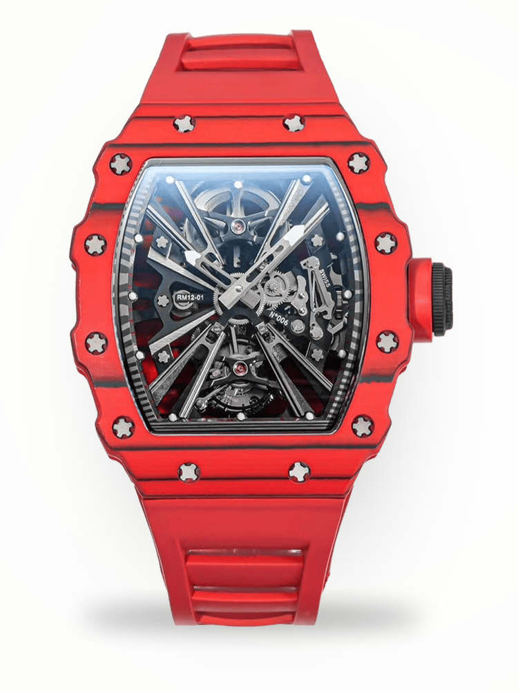 Super Clone Richard Mille RM 12-01 Tourbillon Watch For Stylish Men – Luxurious Red Carbon Fiber Case image 1 Super Clone Richard Mille RM 12-01 Tourbillon Watch For Stylish Men – Luxurious Red Carbon Fiber Case image 1