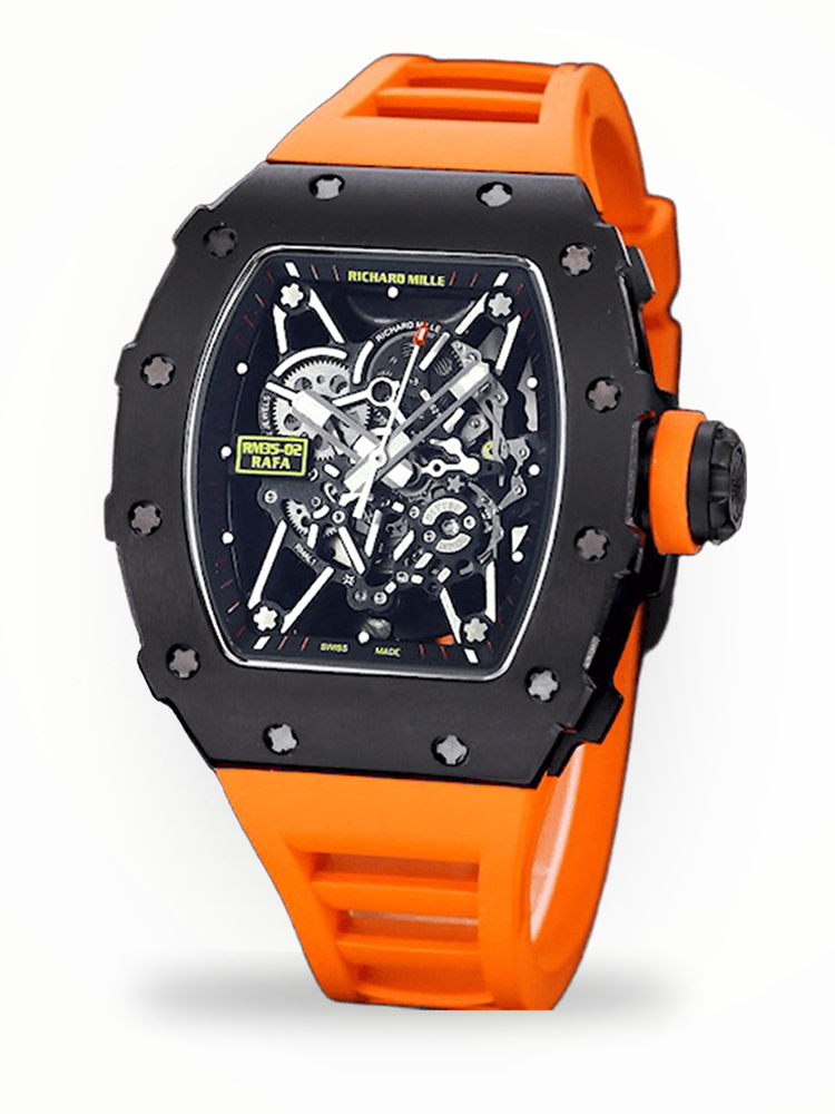 Luxury Sport Super Clone Richard Mille RM 35-02 Rafael Nadal Watch With Bold Orange Strap image 1 Luxury Sport Super Clone Richard Mille RM 35-02 Rafael Nadal Watch With Bold Orange Strap image 1