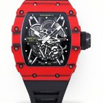 Swiss Super Clone Richard Mille RM 35-02 Rafael Nadal Red Carbon Watch With Black Rubber Strap – Lightweight And Striking Design image 1