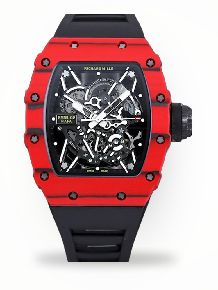 Swiss Super Clone Richard Mille RM 35-02 Rafael Nadal Red Carbon Watch With Black Rubber Strap – Lightweight And Striking Design image 1 Swiss Super Clone Richard Mille RM 35-02 Rafael Nadal Red Carbon Watch With Black Rubber Strap – Lightweight And Striking Design image 1