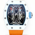 Best Swiss Super Clone Richard Mille RM 53-01 Tourbillon – Premium Carbon TPT Case, Sporty Orange Strap, Skeleton Design image 1