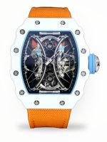 Best Swiss Super Clone Richard Mille RM 53-01 Tourbillon – Premium Carbon TPT Case, Sporty Orange Strap, Skeleton Design image 1