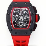 Luxury Men’s Richard Mille RM 011 Super Clone Watch, Black Ceramic Case, Red Rubber Strap image 1