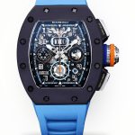 Best Super Clone Richard Mille RM 11-05 Swiss Watch – Blue Rubber Strap, Skeleton Dial, Carbon Fiber Case image 1