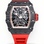 Swiss Richard Mille RM 12-01 Tourbillon Super Clone – Black Carbon Fiber Case With Red Rubber Strap image 1