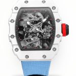 Best Richard Mille RM 27-02 Super Clone Rafael Nadal Tourbillon Watch – White Carbon Fiber Case, Blue Fabric Strap image 1