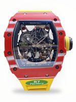 Stylish Swiss Super Clone Richard Mille RM 35-02 Rafael Nadal Watch – Carbon Fiber Skeleton Dial, Yellow Rubber Strap image 1