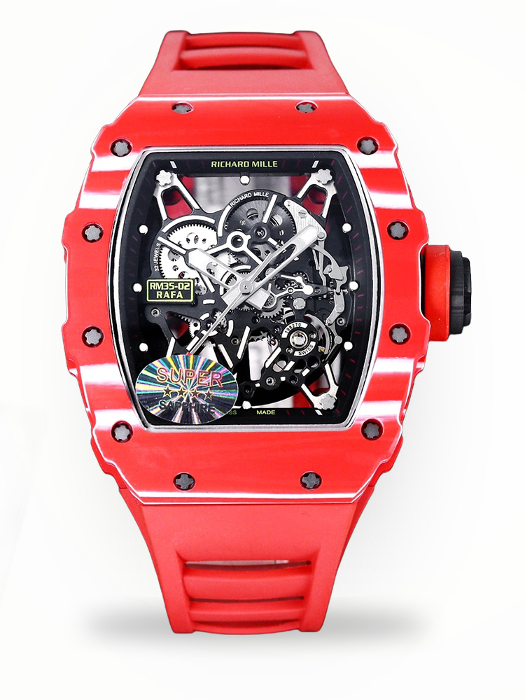 Richard Mille RM 35-02 Rafael Nadal Super Clone – Striking Red Carbon Case, Swiss Precision, Skeleton Watch for Bold Style image 1 Richard Mille RM 35-02 Rafael Nadal Super Clone – Striking Red Carbon Case, Swiss Precision, Skeleton Watch for Bold Style image 1