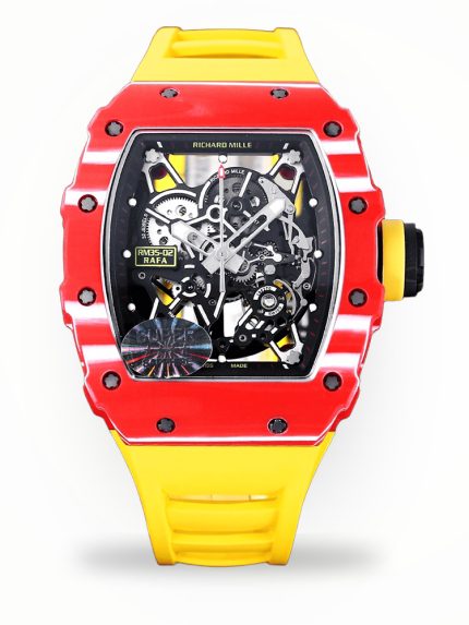 Premium Swiss Richard Mille RM 35-02 Super Clone Rafael Nadal Tourbillon Watch, Carbon Fiber Case, Yellow Strap image 1