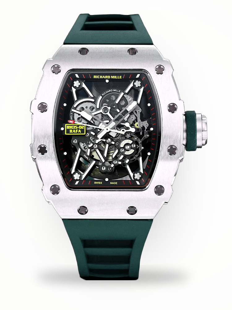Super Clone Richard Mille RM 35-02 Green Rubber Strap Watch – Swiss Luxury Men’s Timepiece With Skeleton Dial image 1 Super Clone Richard Mille RM 35-02 Green Rubber Strap Watch – Swiss Luxury Men’s Timepiece With Skeleton Dial image 1