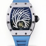 Luxury Swiss Richard Mille RM 51-02 Super Clone – Diamond-Paved Skeleton Dial, Blue Rubber Strap, High-End Tourbillon Watch image 1