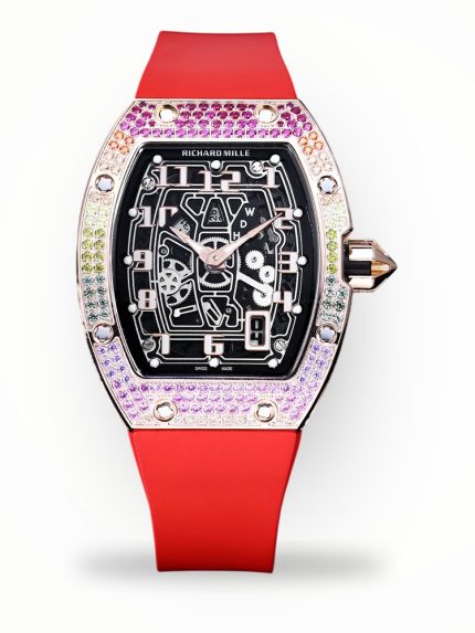Luxury Super Clone Richard Mille RM 67-01 Colored Diamond Bezel Red Strap Watch – Skeleton Dial Men’s Timepiece image 1