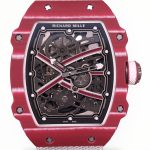Richard Mille RM 67-02 Mutaz Barshim Super Clone – Stunning Red Carbon Case, Sports Watch with White Fabric Strap image 1