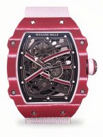 Richard Mille RM 67-02 Mutaz Barshim Super Clone – Stunning Red Carbon Case, Sports Watch with White Fabric Strap image 1