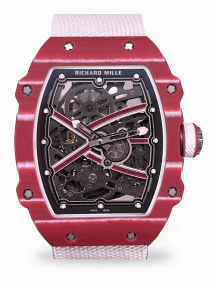Richard Mille RM 67-02 Mutaz Barshim Super Clone – Stunning Red Carbon Case, Sports Watch with White Fabric Strap image 1