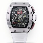 Luxury Swiss Super Clone Richard Mille RM 011 50mm Watch – Skeleton Dial, White Rubber Strap, Sporty Elegance image 1