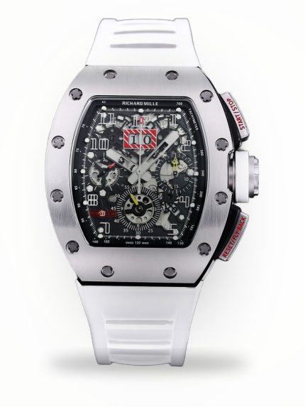 Luxury Swiss Super Clone Richard Mille RM 011 50mm Watch – Skeleton Dial, White Rubber Strap, Sporty Elegance image 1