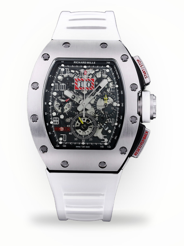 Luxury Swiss Super Clone Richard Mille RM 011 50mm Watch – Skeleton Dial, White Rubber Strap, Sporty Elegance image 1 Luxury Swiss Super Clone Richard Mille RM 011 50mm Watch – Skeleton Dial, White Rubber Strap, Sporty Elegance image 1