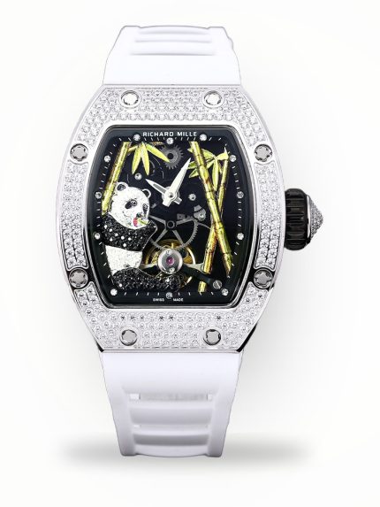Super Clone Richard Mille RM 26-01 Swiss Tourbillon Panda White Diamond Bezel Watch image 1