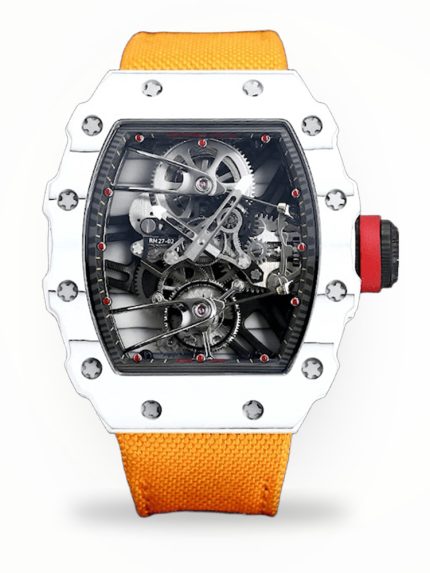 Luxury Swiss Richard Mille RM 27-02 Super Clone Rafael Nadal Floating Tourbillon Watch – Carbon TPT Case, Orange Nylon Strap image 1