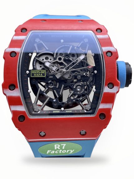 Premium Swiss Richard Mille RM35-02 Rafael Nadal Super Clone Tourbillon – Carbon Case & Blue Strap Luxury Skeleton Watch For Men image 1