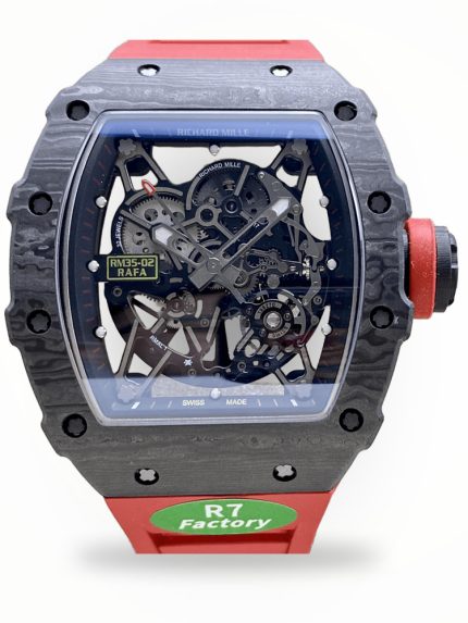 Premium Swiss Skeleton Richard Mille RM 35-02 Super Clone Rafa Nadal Watch With Red Rubber Strap image 1