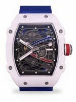 Ultra-Thin Swiss Richard Mille RM 67-02 Super Clone Alexis Pinturault – White Carbon TPT Case, Skeleton Dial, Blue Strap image 1